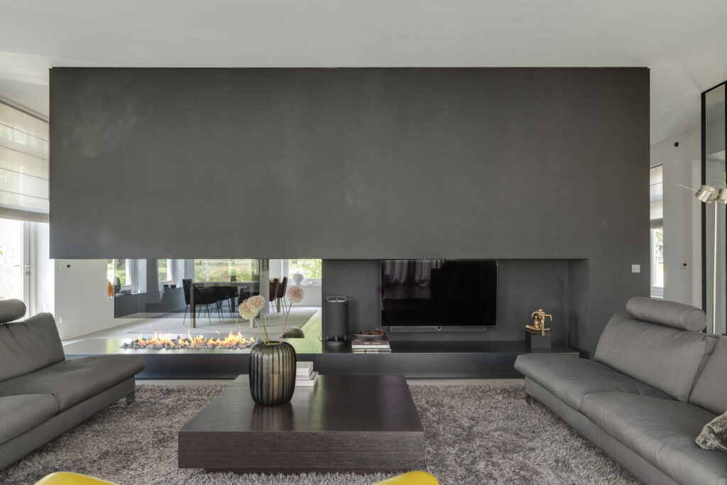 interieur, openhaard, tv meubel